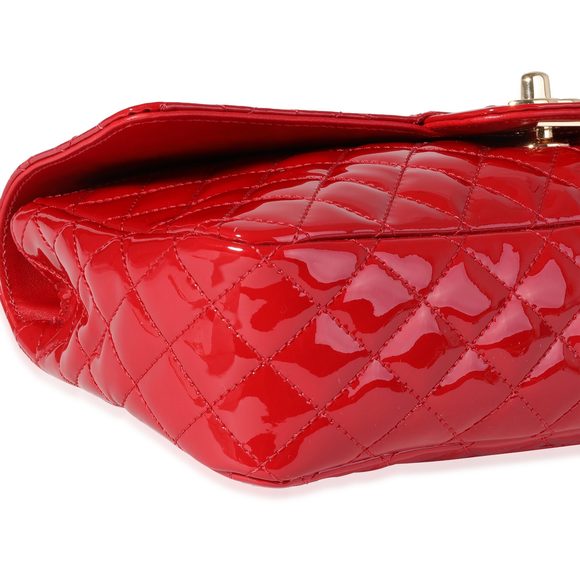Chanel Red Quilted Patent Leather Valentine's Day Medium Single Flap Bag - Picture 6 of 8
